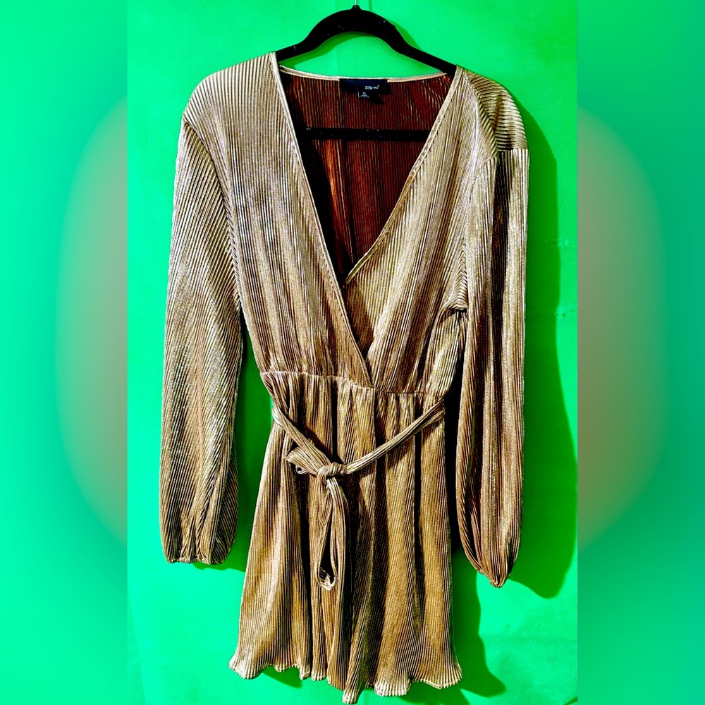 Gold Metallic Dress, Size XL, Brand SBetro